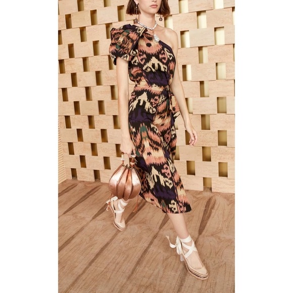 NWT Ulla Johnson Midi Ruffle One-Shoulder Idra Dress - Picture 1 of 8